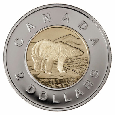 🇨🇦 Canada 2 (Two) Dollars 🎃 $2 Coin, Toonie, Polar Bear, Bi