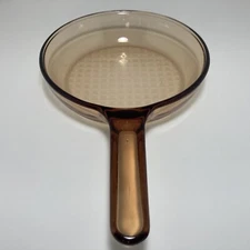 VISION Corning Ware 7” Amber Glass Frying Pan Skillet Waffle Bottom France