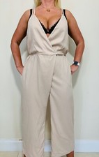 NWD ZARA V-neck playsuit with fine criss-cross straps BEIGE Size S 7810 95 1015