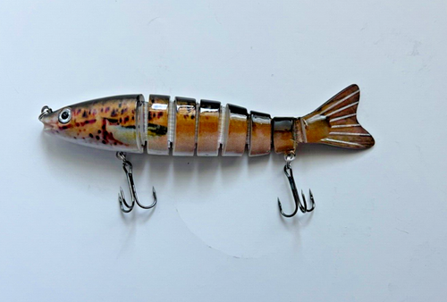 Multi Jointed Bait 8-Segment Fishing Lures 5" Brown Swimbait Wobbler Nose Tie B1