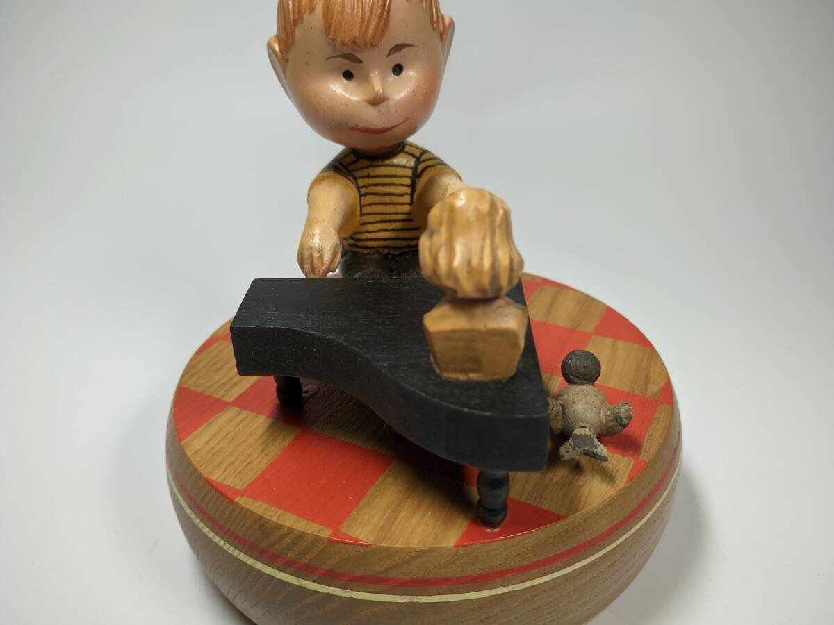 60s ANRI Vintage Wooden Carved Music Box Schroeder Piano 60s ANRI Vintage Wooden Carved Music Box Schroeder Piano