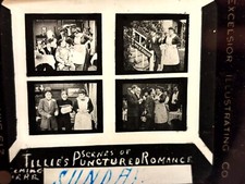 Charlie Chaplin Extremely Rare Magic Lantern Glass Movie Slide From '14 Tillie's