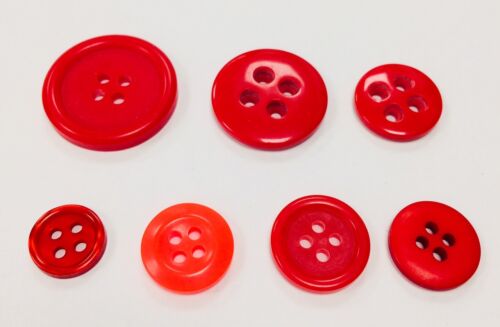 Red Buttons x 5 20mm 4 sew thru holes 11-23mm dia Matt Glossy Pearlescent design - Afbeelding 1 van 11