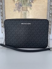 Michael Kors Michael Kors JET SET Black Logo PVC Signature Crossbody Messanger