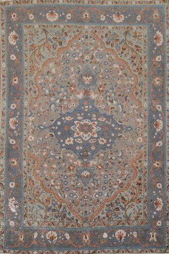 Vintage Over-Dyed Gray Wool Hand-knotted Tebriz Living Room Rug Area Carpet 7x10