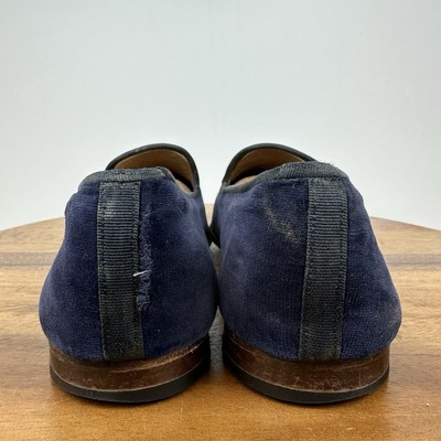 Mens Stubbs & Wootton Navy Blue Velvet Rope Knot Slippers  display picture 2