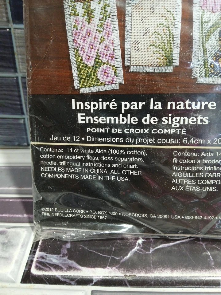 Bucilla 12" Inspired By Nature Book Marks Cross Stitch #45709 New - Image 2 of 4