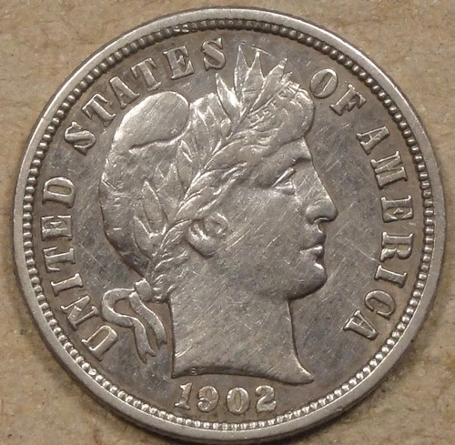 1902-O Barber Dime 10c Cleaned XF as Pictured L2