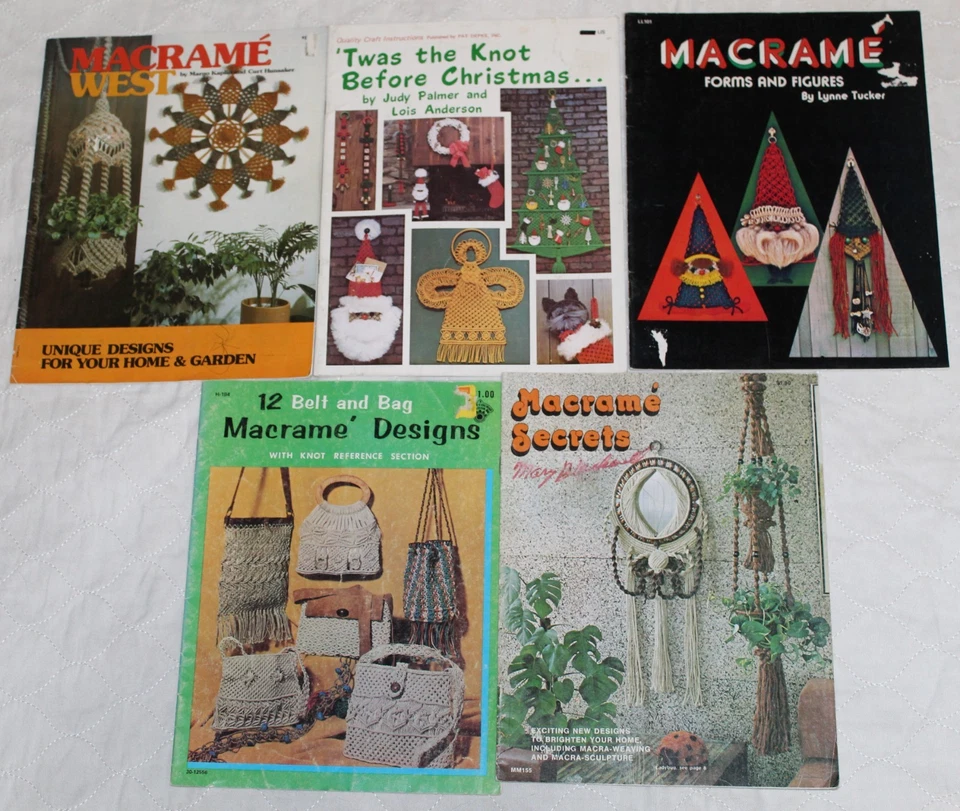 Lotto 20 nodi macramè vintage libri artigianali guide disegni set anni 70 - Immagine 4 di 4