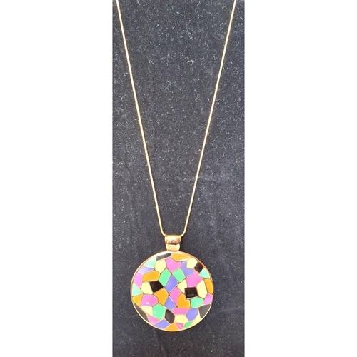 VETEMENTS COLLANA GRANDE CIONDOLO SMALTATO E.PEARL DESIGNER CIELO