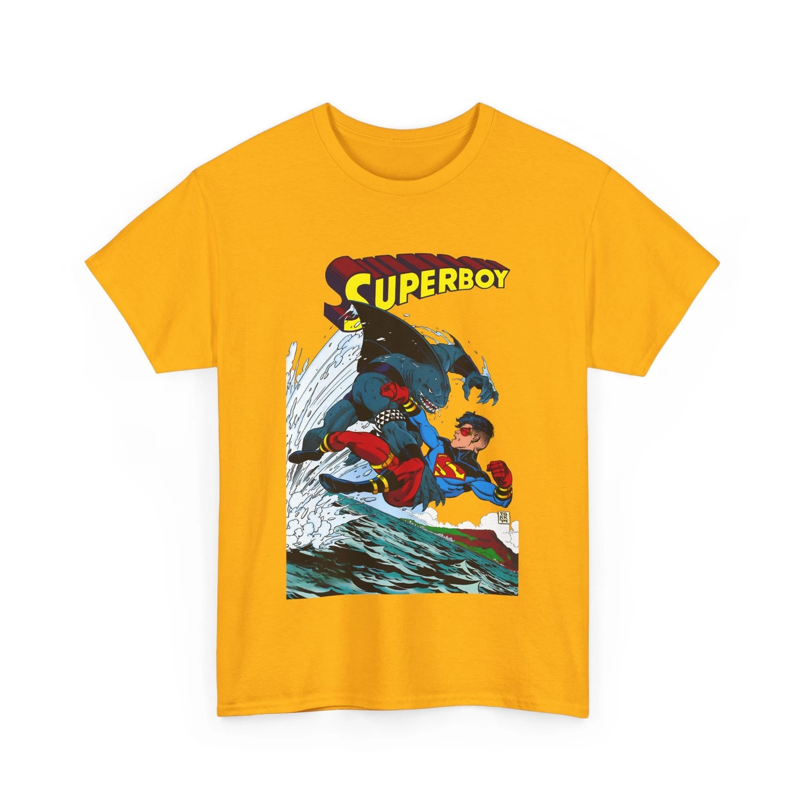Superboy Vs King Shark T-Shirt - Tom Grummett Art - Superman Family - DC Comics