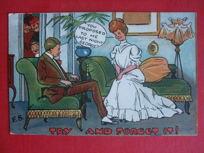 Alter F S FRED SPURGIN Comic TRY AND FORGET IT BETRUNKENER VORSCHLAG ERINNERUNG Humor