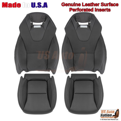 2012-2016 Fits Mercedes-Benz SLK Genuine Leather Perf. Front Seat Covers Black