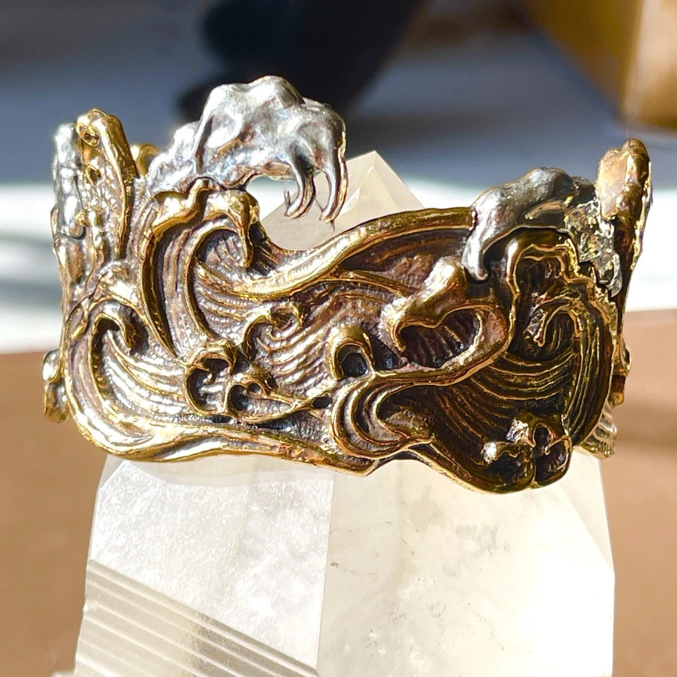 Gorgeous Waves of Joy Cuff Bracelet Signed Good Collective Bronze 925 - Image 4 of 4