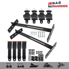 4 Retractable Golf Cart Seat Belts  Bracket Kit for E-Z-G-O Yamaha Club Car
