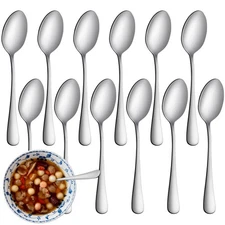 12-Piece Stainless Steel Teaspoon Set - Durable, Dishwasher Safe Silverware