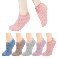 5 Pairs Ankle Slipper Socks with Grips for Women Warm Winter Fluffy Fuzzy Non...