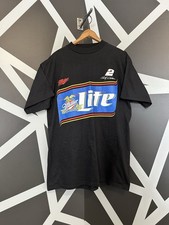 Vintage Miller Lite Rusty Wallace 2 T-Shirt Sz-L Double Sided Checkered Flag