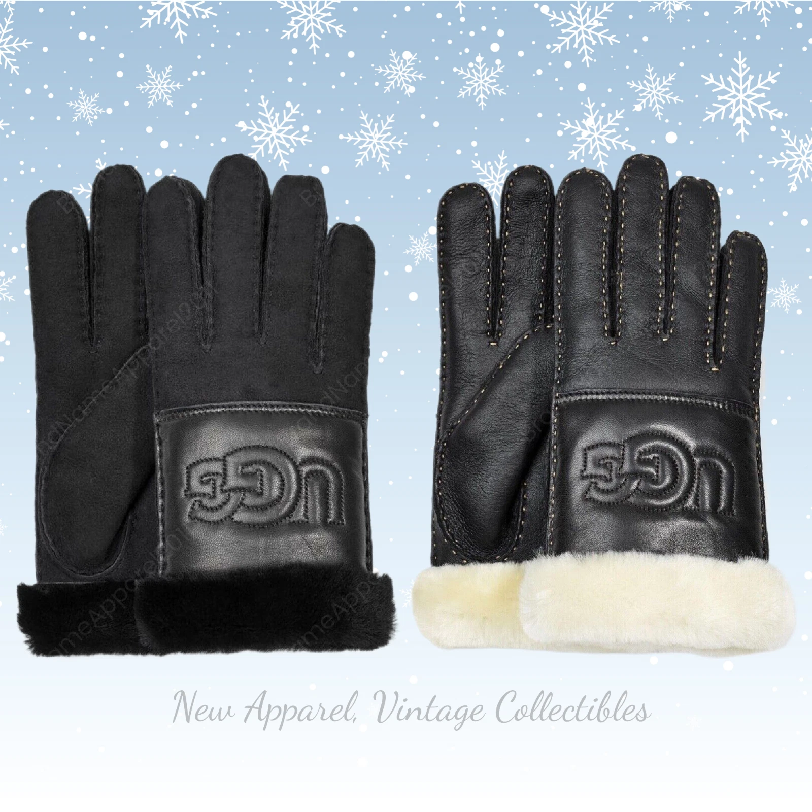 UGG Women's Shearling Sheepskin Winter Gloves w/Exposed Cuffs, Suede or Bomber