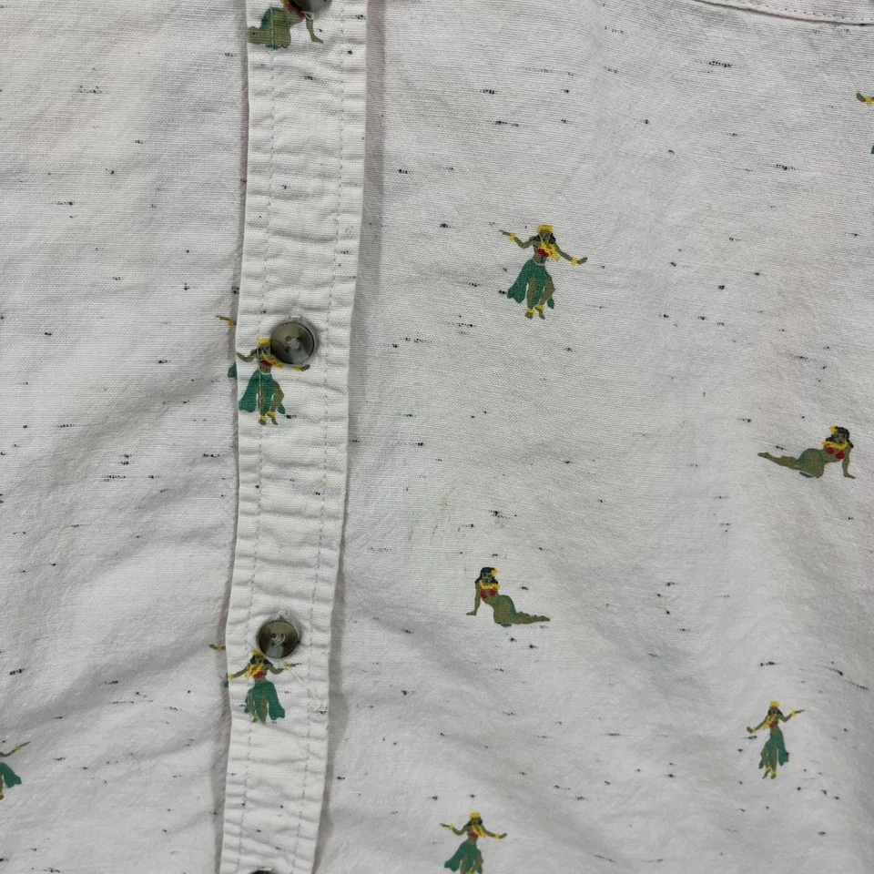 Rip Curl Short Sleeve Button Shirt Men's L Pink Hula Girls Hawaiian Cotton - Image 4 of 4