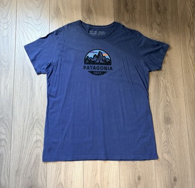 Herren T-Shirt Patagonia Fitz Roy Scope Organic Cotton XXL Blau Slim Fit 39144