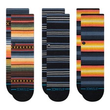 STANCE Youth 3-Pack Serape Combed Cotton Crew Socks sz M Medium (11-2Y) Black