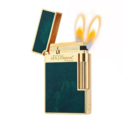 S.T. DUPONT Ligne2 Double Flame Emerald Green lacquer Gold old fashined Lighter