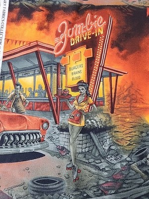 Alexander Henry Fabric zombie drive-in 2015 2 Yards