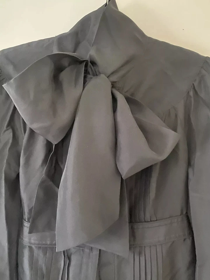 Ted Baker London Tunic Blouse Black Silk Top / Pussy Bow Detail Women Sze 0 / XS - Image 2 of 4