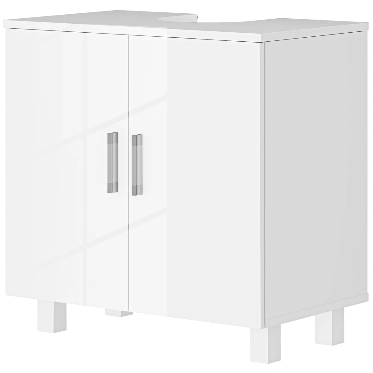 HOMCOM Mueble de baño independiente alto brillo debajo del lavabo, blanco