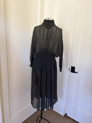 Akris Sheer Striped Midi Dress Size 10