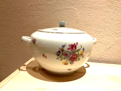 Kaestner Saxonia Soup Tureen with Lid - Magnificent Flower Deckor & Gold Rim