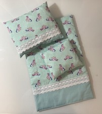 NEU Puppenbettwäsche Nostalgie Puppendecke Puppenwagen Bettwäsche Decke Kissen 