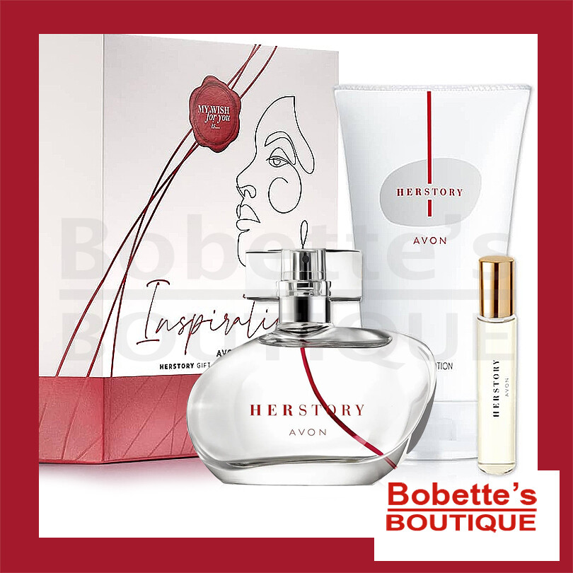 Eau de parfum Herstory Avon pour elle coffret lait corps et vaporisateur de sac nomade