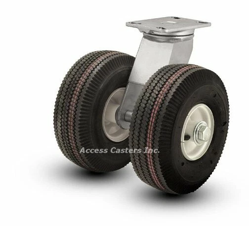 ACCESS CASTERS INC. 12PN290S 12" Dual Wheel Pneumatic Swivel Plate Caster, 890 lbs Capacity