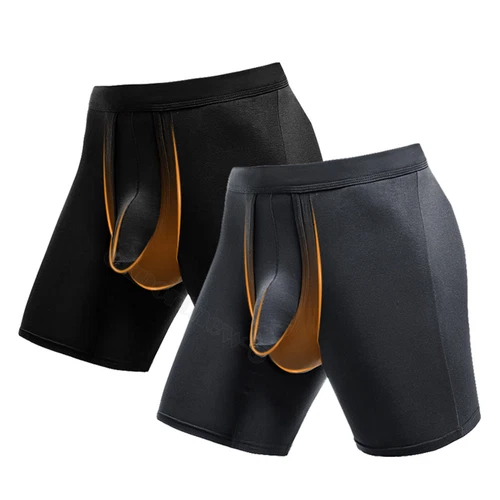 1-3PCS Mens Underwear Dual Pouch Trunks Separation Pouch Bulge Boxer Briefs - Picture 25 of 34