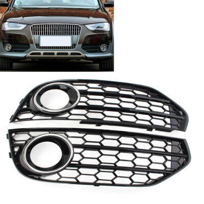 For Audi A4 Allroad 2010-2016 2PCS Front Bumper Honeycomb Mesh Fog Light Grille