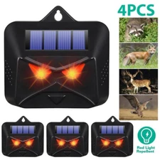 4Pack Solar Predator Guard Light Red LED Deterrent Light Night Animal Repeller