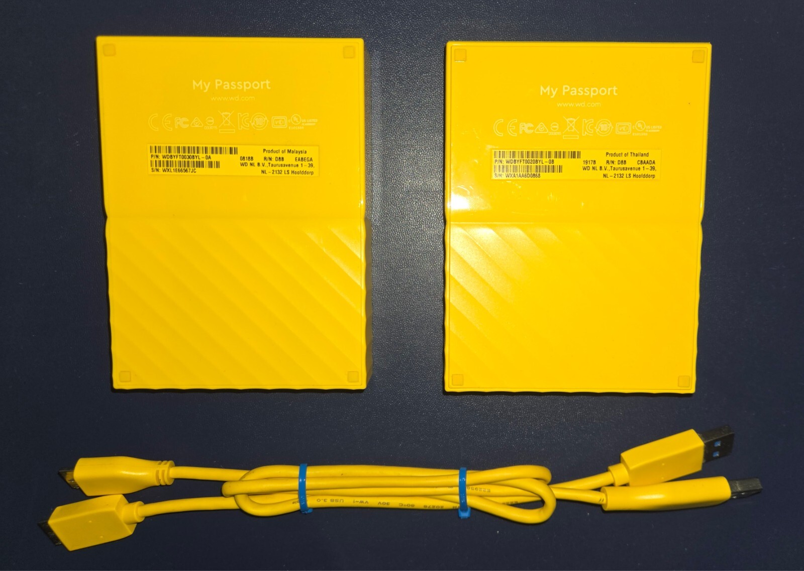 Lot of WD 3TB & 2TB Yellow My Passport Portable External Hard Drive - USB 3.0-image