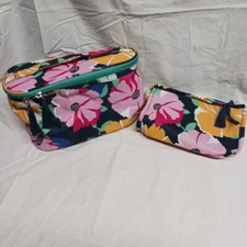 Makeup Bag With Handle Big Bloom Floral Cosmetic & Essentials Grab & Go Modella 