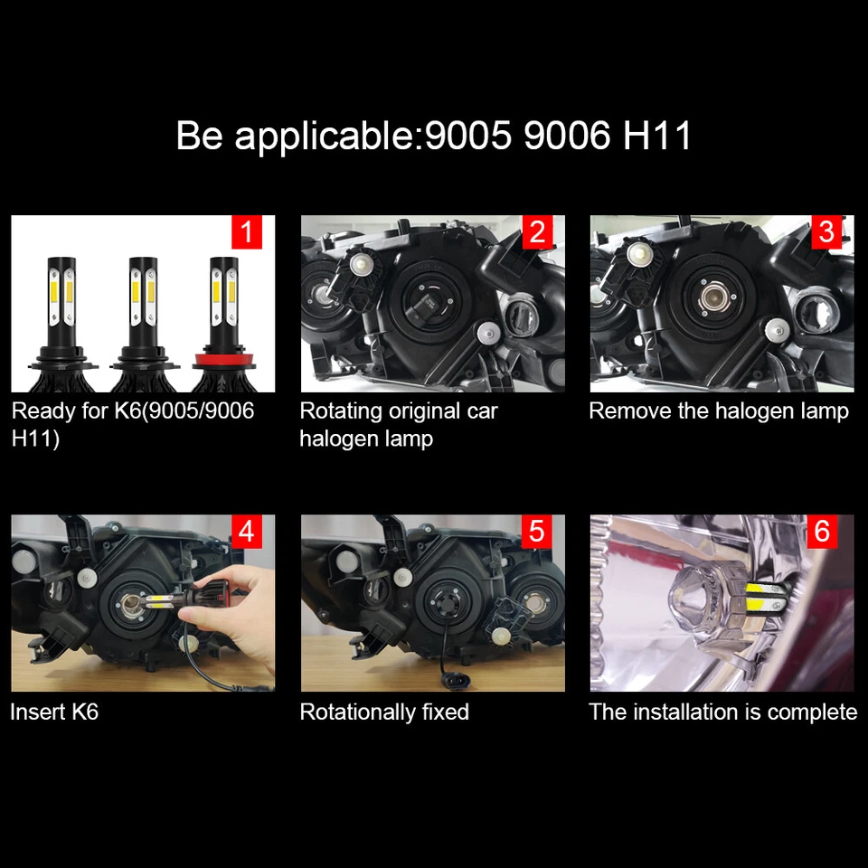 For 2013 2014 2015 Nissan Altima Combo LED Headlight Hi/Low+Fog light bulbs Kit - Image 2 of 4