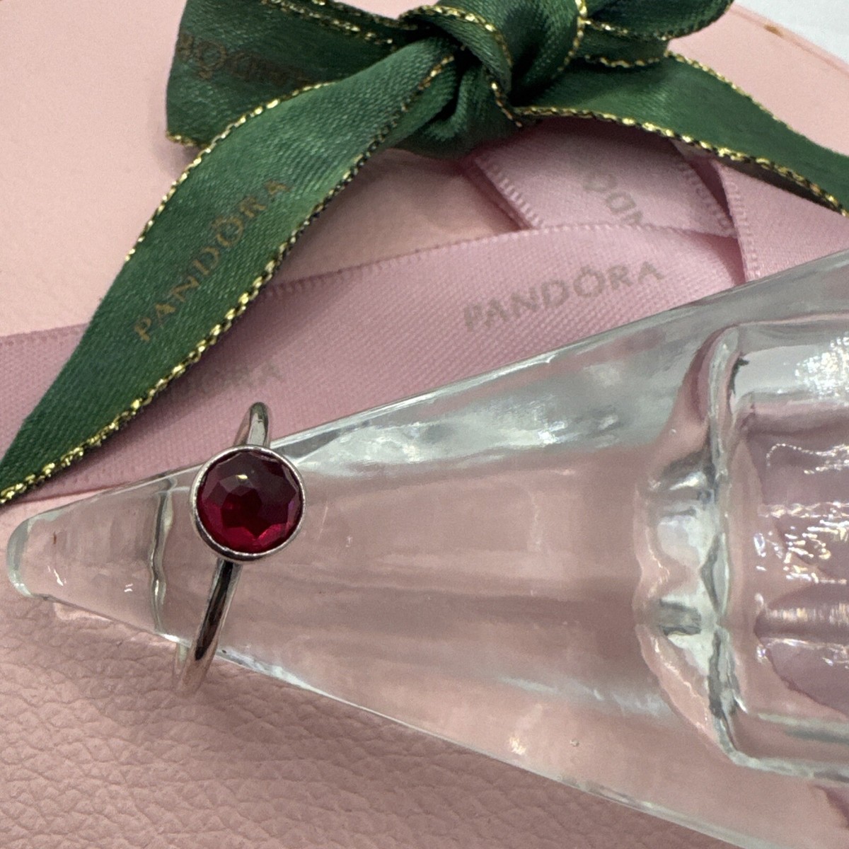 PANDORA July Birthstone Droplet Ring Size 54 191012SRU Genuine