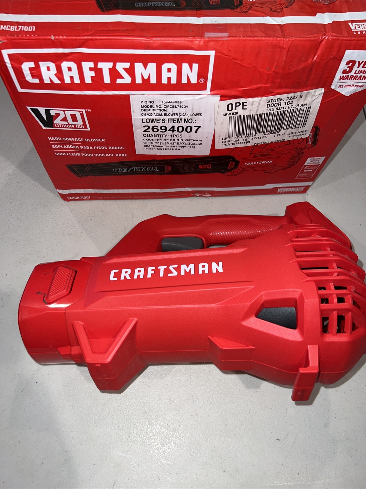Craftsman CMCBL710D1 20V MAX Handless Cordless Leaf Blower TOOL ONLY READ INFO 885911719537 eBay