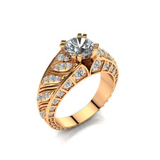2.9ct Round Cut Simulated Diamond Ring 14k Rose Gold Plated Filigree Art Deco