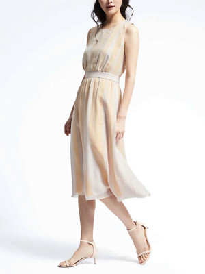 BANANA REPUBLIC SILK HERITAGE RIBBION MIDI DRESS  #627373 NWT! 00