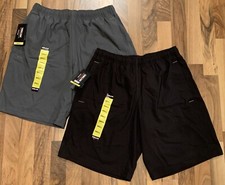 Kirkland Men  s Sz S Active Shorts Wicking Drawstring Stretch Pockets, Black Gr