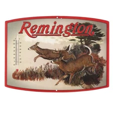 Open Road Vintage Embossed Metal 14" Sign Temp Gauge Remington Whitetail Deer