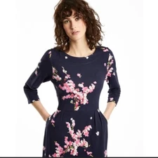 NWT Joules Beth Ponte Jersey Dress Women's Dress French Navy Blossom US Sz 8