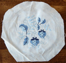 Homemade Embroidered Pic on Fabric ICE BERRIES Ready for Hoop 9" Cottagecore