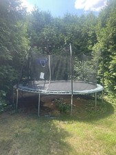 trampoline with basketball and volleyball nets addition. with boxes. see desc.